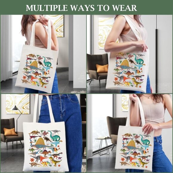 Canvas Aesthetic Tote Bag for Women with Inner Pocket Totes Shoulder Book Bag Sh - Picture 5 of 7